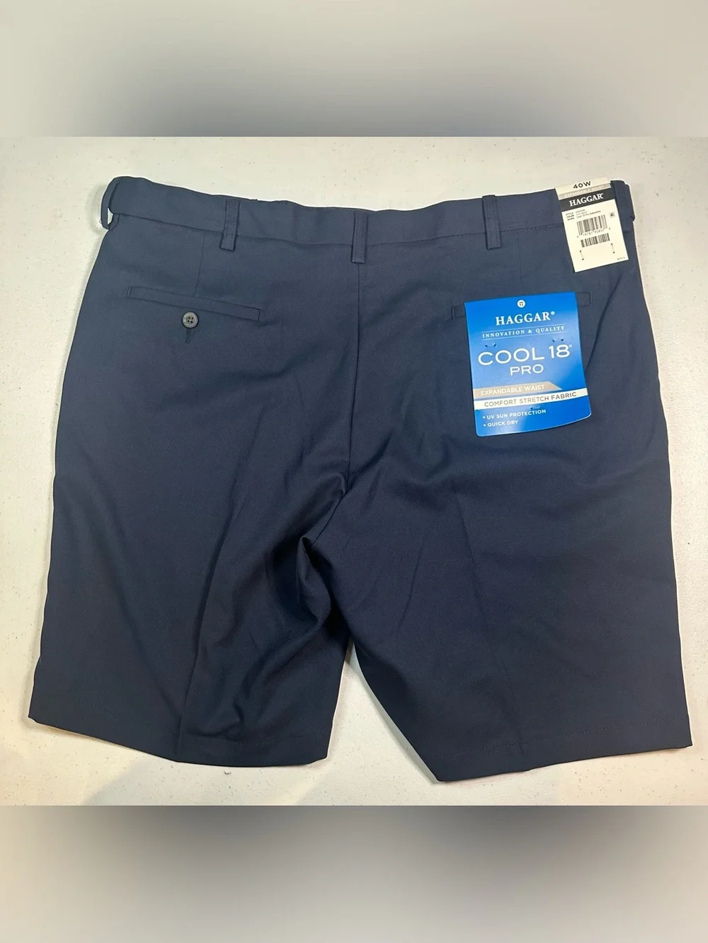 Haggar Cool 18 Pro Navy Golf‎ Shorts 40W Performance Stretch Quick Dry NWT